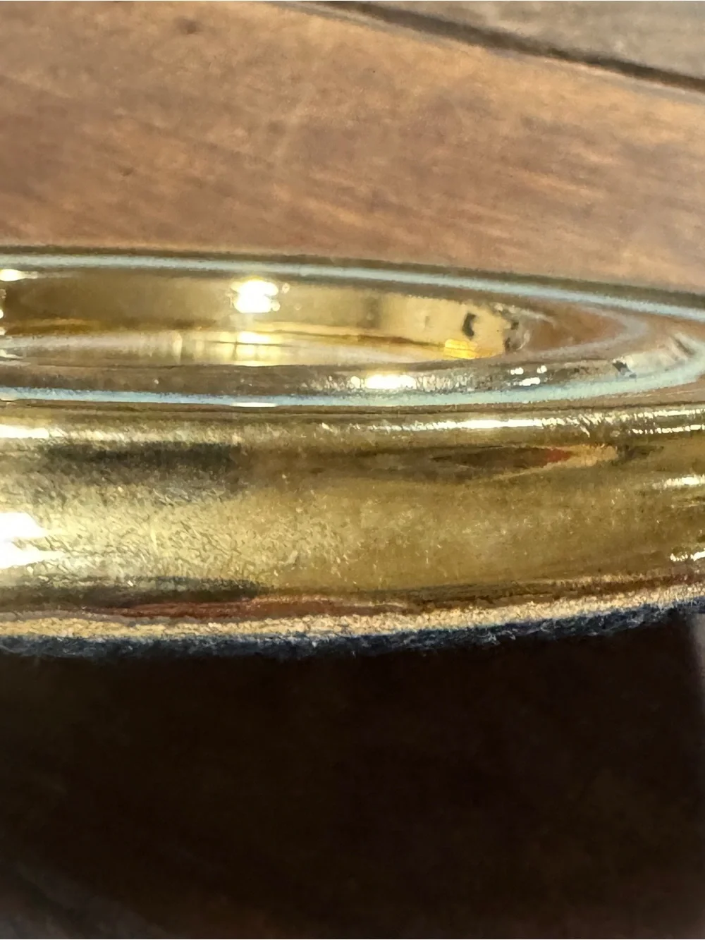 Vintage Julie Larson Studio Gold Luster Mirror 8” Signed Mid-Century Modern